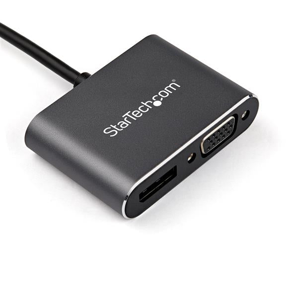 StarTech USB C Multiport Video Adapter - USB-C to 4K 60Hz DisplayPort 1.2 or 1080p VGA Monitor Adapter - USB Type-C 2-in-1 DP (HBR2 HDR)/VGA Display Converter- Thunderbolt 3 Suitable