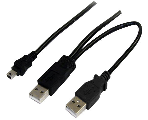 Astrotek USB A - Mini-USB B+USB A M/M, 1m + 0.5m USB cable USB A/Mini-USB B Black