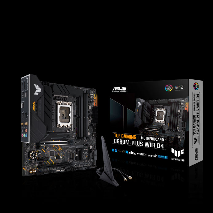 ASUS B660M TUF GAMING B660M-PLUS WIFI D4 Intel LGA 1700 mATX Motherboard PCIe 5.0 DDR4, 2xPCIe4.0 M.2 Slots With Flexible Heatsink, WiFi 6, Aura Sync