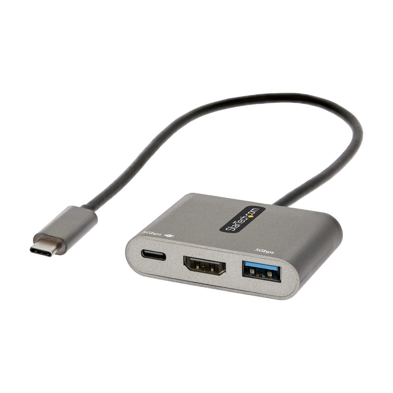 StarTech USB C Multiport Adapter, USB-C to HDMI 4K Video, 100W PD Pass-Through, USB 3.0 Hub 5Gbps (1xType-C/1xA), USB-C Mini Dock, USB-C Travel Dock, Portable Laptop Docking Station