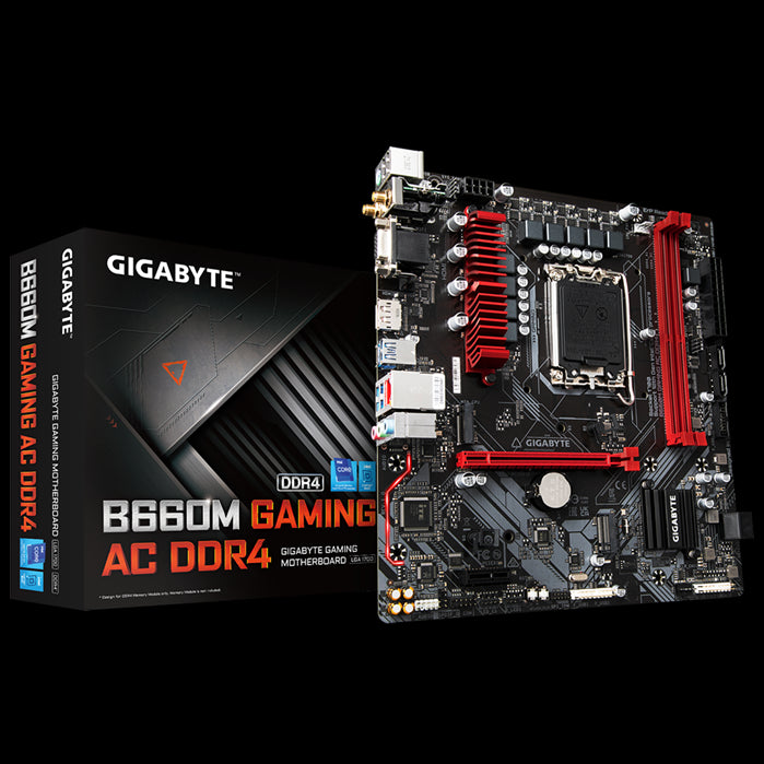 Gigabyte B660M GAMING AC DDR4 Intel LGA 1700 mATX Motherboard, 2x DDR4 ~64GB, 1x PCI-E x16, 1x PCI=E x1, 2x M