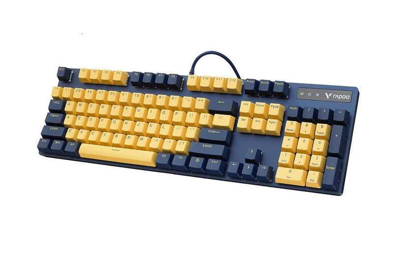 RAPOO V500 Pro Backlit Mechanical Gaming Keyboard - Spill Resistant, Metal Cover, Ideal for Entry Level Gamers--Yellow Blue (LS)