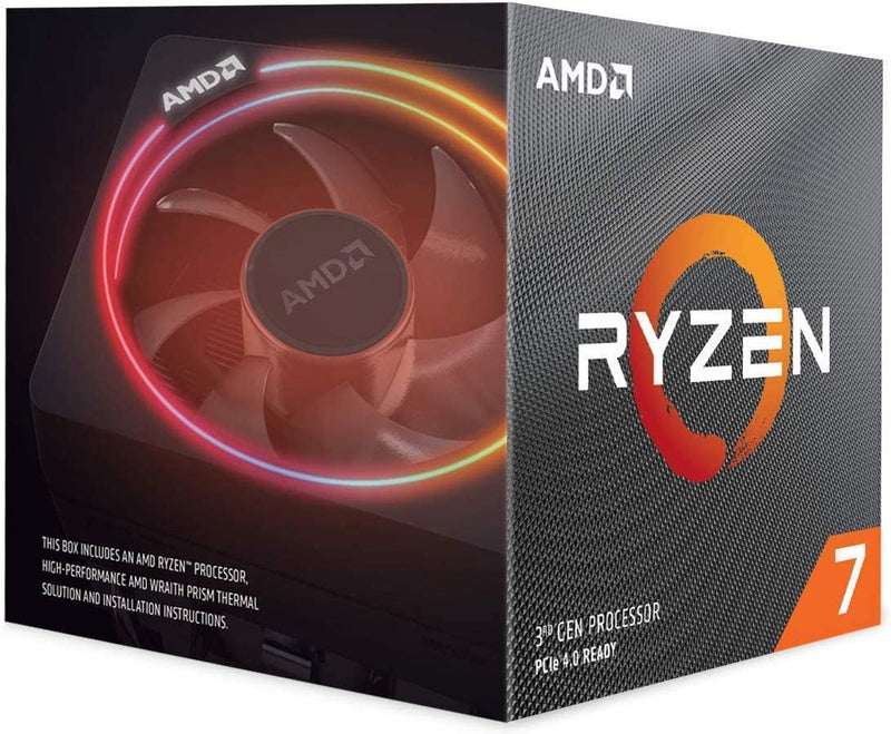 AMD Ryzen 7 3700X, 8 Core AM4 CPU, 3.6GHz 4MB 65W w/Wraith Prism Cooler Fan (AMDCPU)(AMDBOX)