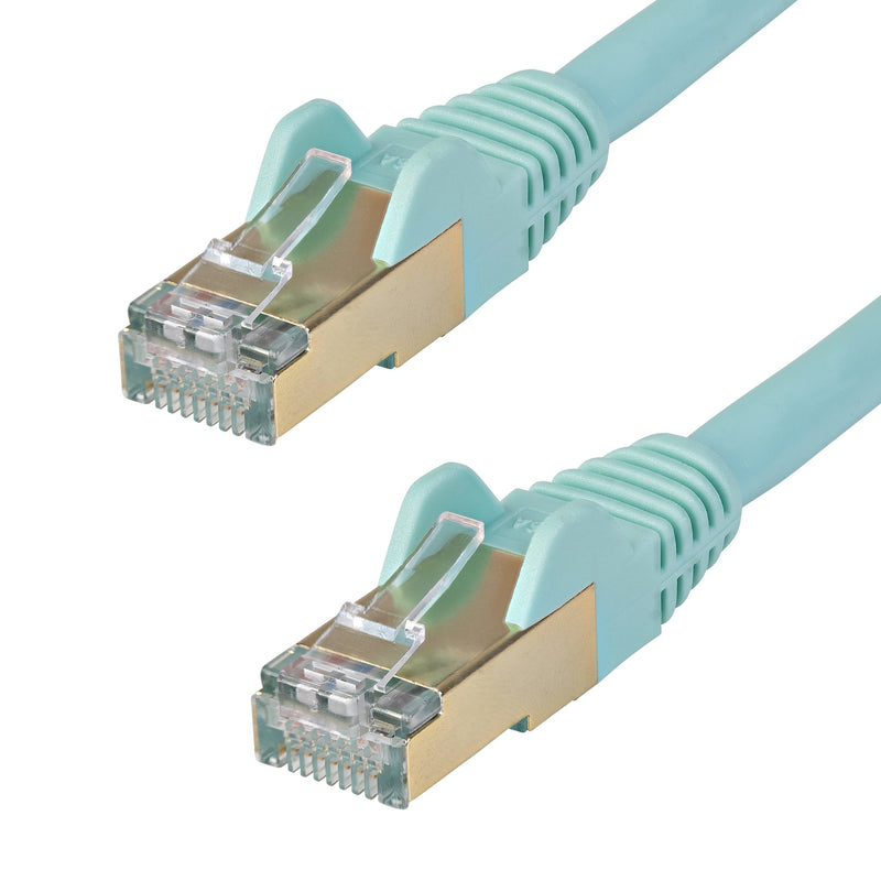 StarTech 1.5 m CAT6a Patch Cable - Shielded (STP) - 100% Copper Wire - Snagless Connector - Aqua