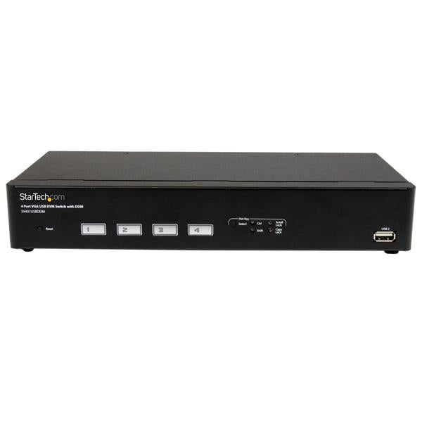 StarTech 4 Port USB VGA KVM Switch with DDM Fast Switching Technology and Cables