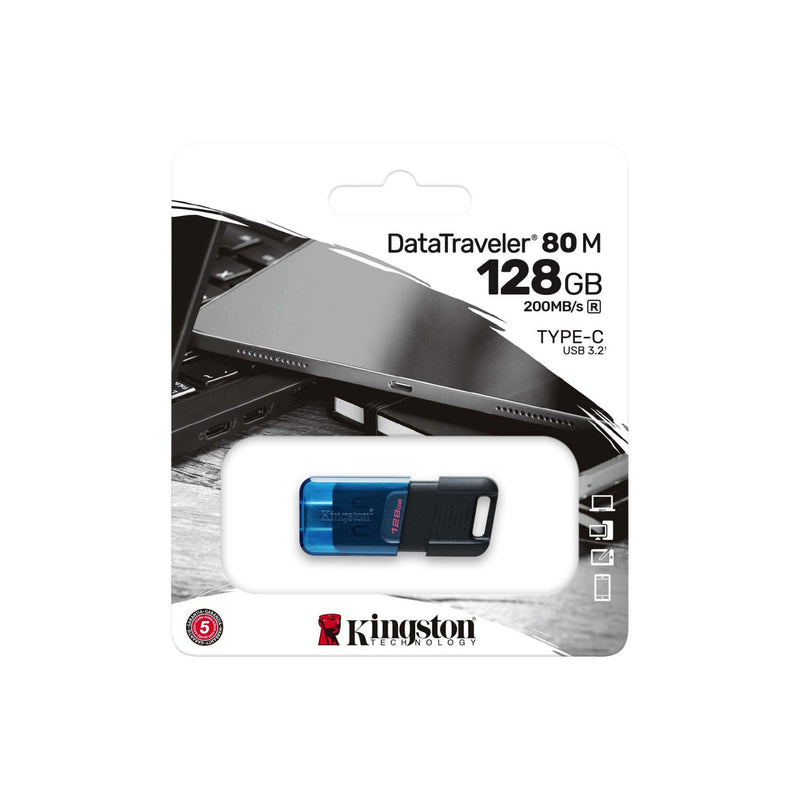 Kingston DataTraveler 80 USB flash drive 128 GB USB Type-C 3.2 Gen 1 (3.1 Gen 1) Black, Blue