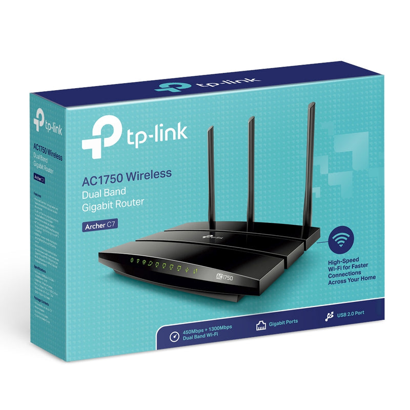 TP-Link TL-ARCHER-C7 wireless router Gigabit Ethernet Dual-band (2.4 GHz / 5 GHz) 4G Black