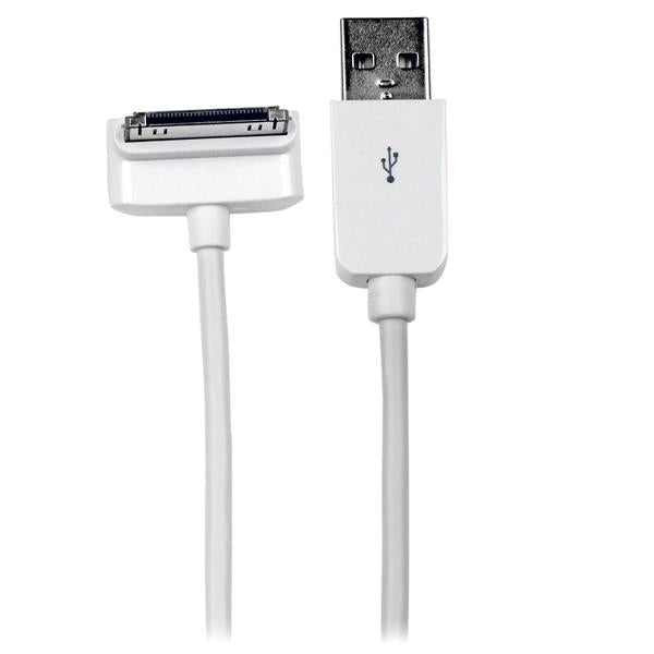 StarTech.com 1m (3 ft) Down Angle Apple 30-pin Dock Connector to USB Cable for iPhone / iPod / iPad with Stepped Connector