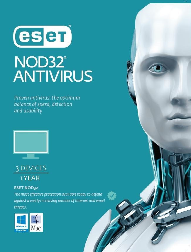 Eset NOD32 Antivirus (Essential Protection) 3 Devices 1 Year - Includes 1x Physical Printed Download Card