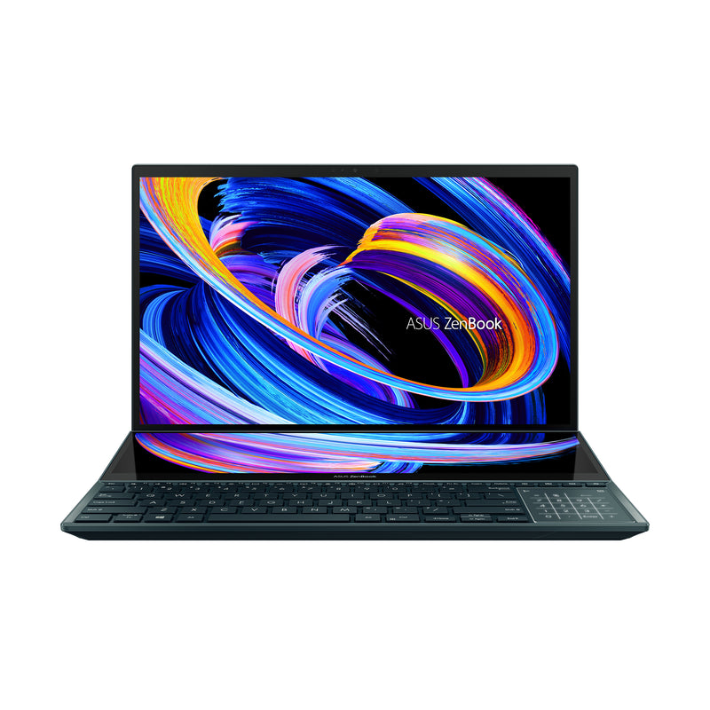 ASUS ZenBook Pro Duo 15 OLED UX582ZM-KY012W notebook i7-12700H 39.6 cm (15.6") Touchscreen Full HD Intel® Core™ i7 16 GB LPDDR5-SDRAM 1000 GB SSD NVIDIA GeForce RTX 3060 Wi-Fi 6E (802.11ax) Windows 11 Home Blue