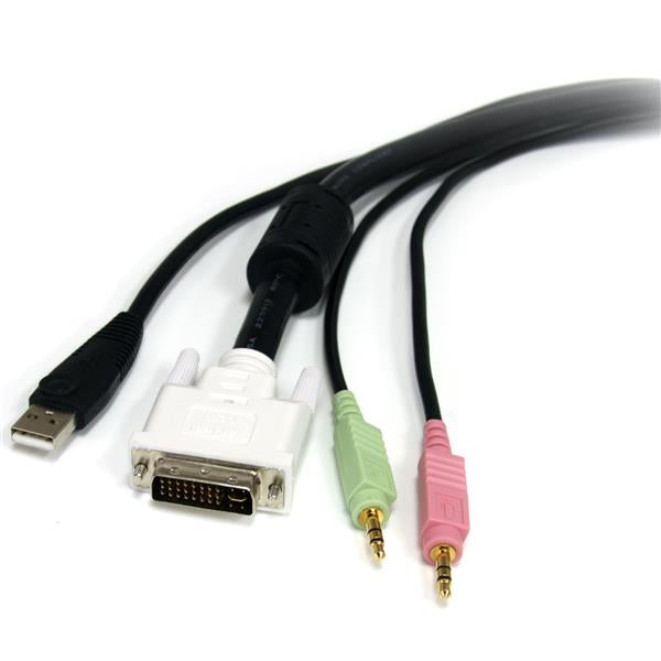 StarTech 10 ft 4-in-1 USB DVI KVM Cable with Audio and Microphone