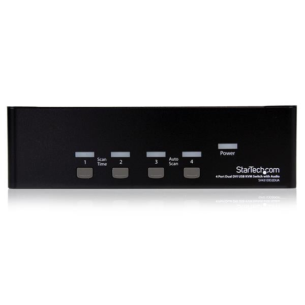 StarTech 4 Port Dual DVI USB KVM Switch with Audio & USB 2.0 Hub