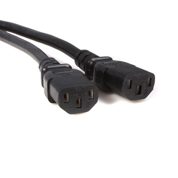 StarTech 10ft (3m) Power Extension Cord Splitter, C14 to 2x C13, 13A 250V, 16AWG, Computer Power Cord Extension, IEC 320 C14 to 2x C13 AC Power Cable Extension for Power Supply, UL Listed