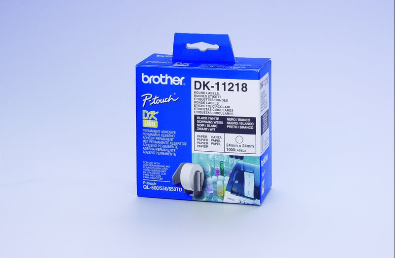 Brother DK-11218 Round Labels White