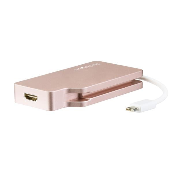 StarTech USB C Multiport Video Adapter with HDMI, VGA, Mini DisplayPort or DVI - USB Type C Monitor Adapter to HDMI 1.4 or mDP 1.2 (4K) - VGA or DVI (1080p) - Rose Gold Aluminum