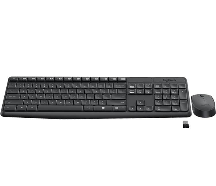 Logitech Wireless Keyboard & Mouse Combo, MK235, Black, USB Receiver, Full Size