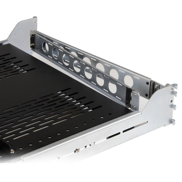 StarTech 2U Vented Sliding Server Rack Shelf w/ Cable Management Arm - 27.6 to 31.6in Adjustable Mounting Depth - 125lb - 19” Server Tray Shelf for Equipment Rack - 24in Deep