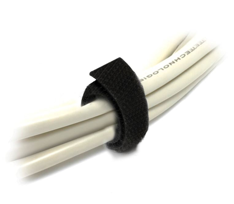 8WARE 25m Hook & Loop Continuous Double Sided Roll : 12mm Wide in Black