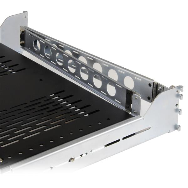 StarTech 2U Vented Sliding Server Rack Shelf w/ Cable Management Arm - 27.7 to 31.6in Adjustable Mounting Depth - 50lb - 19” Server Tray Shelf for Equipment Rack - 24in Deep