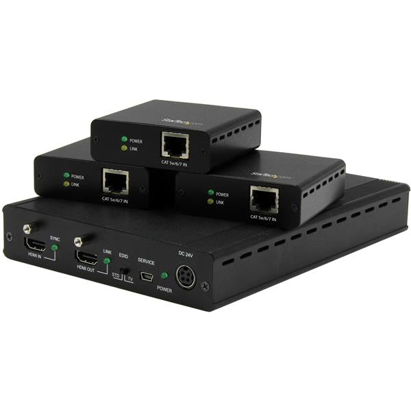 StarTech 3-Port HDBaseT Extender Kit with 3 Receivers - 1x3 HDMI over CAT5e Splitter - Up to 4K