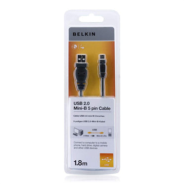 Belkin USB 2.0 A/Mini USB B, 1.8m USB cable USB A Mini-USB B Black