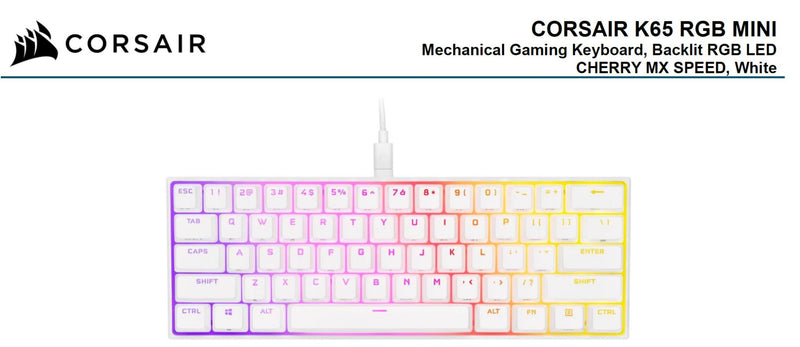Corsair K65 RGB MINI keyboard USB English White