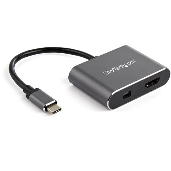 StarTech USB C Multiport Video Adapter - 4K 60Hz USB-C to HDMI 2.0 or Mini DisplayPort 1.2 Monitor Adapter - USB Type-C 2-in-1 Display Converter HDMI/MDP HBR2 HDR - TB3 Suitable