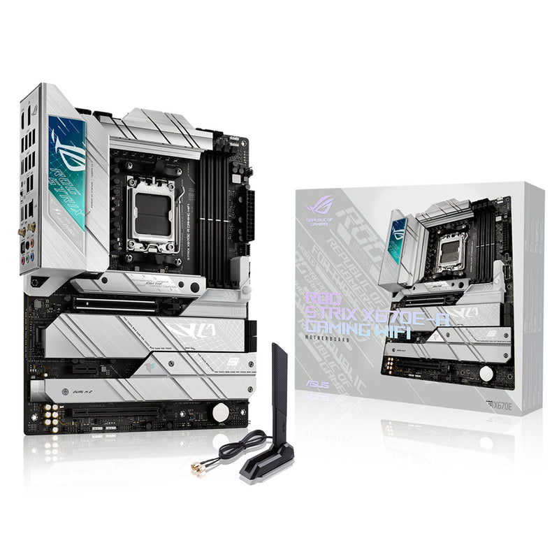 ASUS AMD X670E ROG STRIX X670E-A GAMING WIFI (AM5) ATX Motherboard 4x DDR5 128GB, 1 x PCIe 5.0 x16 slot,4 x M.2 slots,4 x SATA,Wi-Fi 6E,1x HDMI,1xDP
