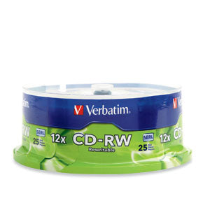 Verbatim CD-RW 80MIN 700MB 4X-12X High Speed Branded 25pk Spindle 25 pc(s)