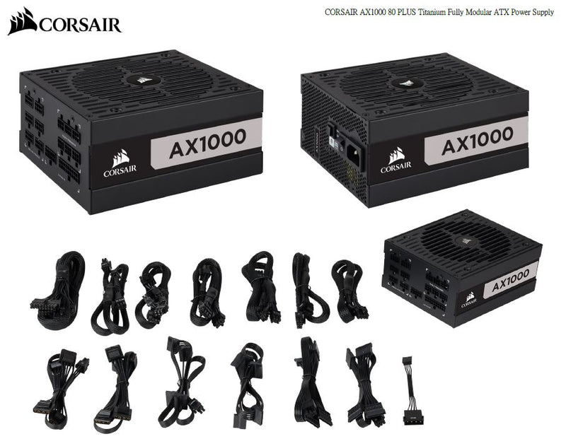 Corsair 1000W AX 80+ Titanium Fully Modular, ATX Power Supply, PSU, 10 Years Warranty (LS)