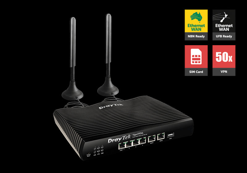 Draytek Vigor2926L Multi-WAN Gigabit Broadband Router Firewall 50xVPNs 2xGigabit WAN 4xGigabit LAN 3G/4G SIM