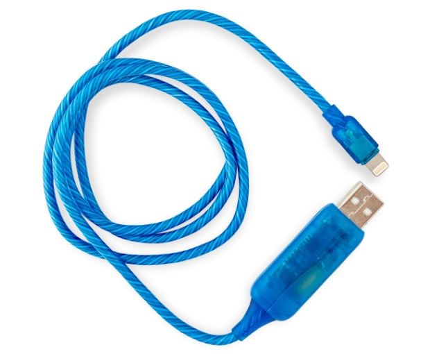 Generic Astrotek 1m LED Light Up Visible Flowing USB Lightning Data Sync Charger Cable Blue Charging Cord fo