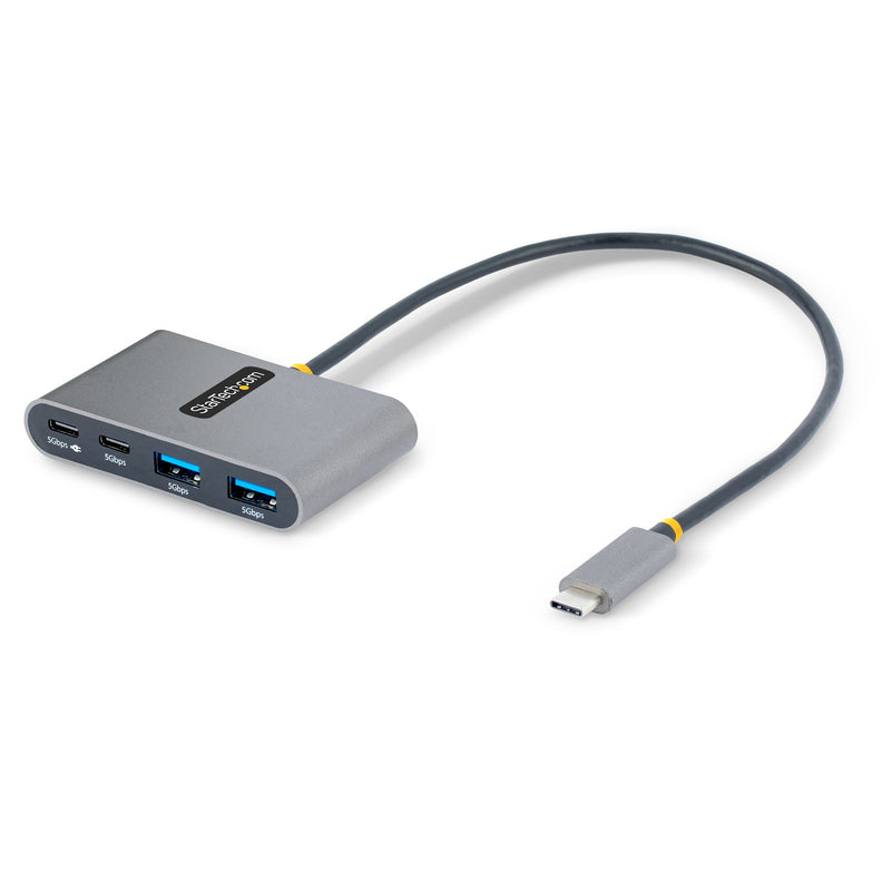 StarTech 4-Port USB-C Hub with 100W Power Delivery Pass-Through - 2x USB-A + 2x USB-C - USB 3.0 5Gbps - 1ft (30cm) Long Cable - Portable USB Type-C to USB-A/C Hub
