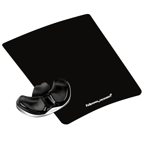 FELLOWES Gliding Palm Support and Mouse Pad Gel Clear Black