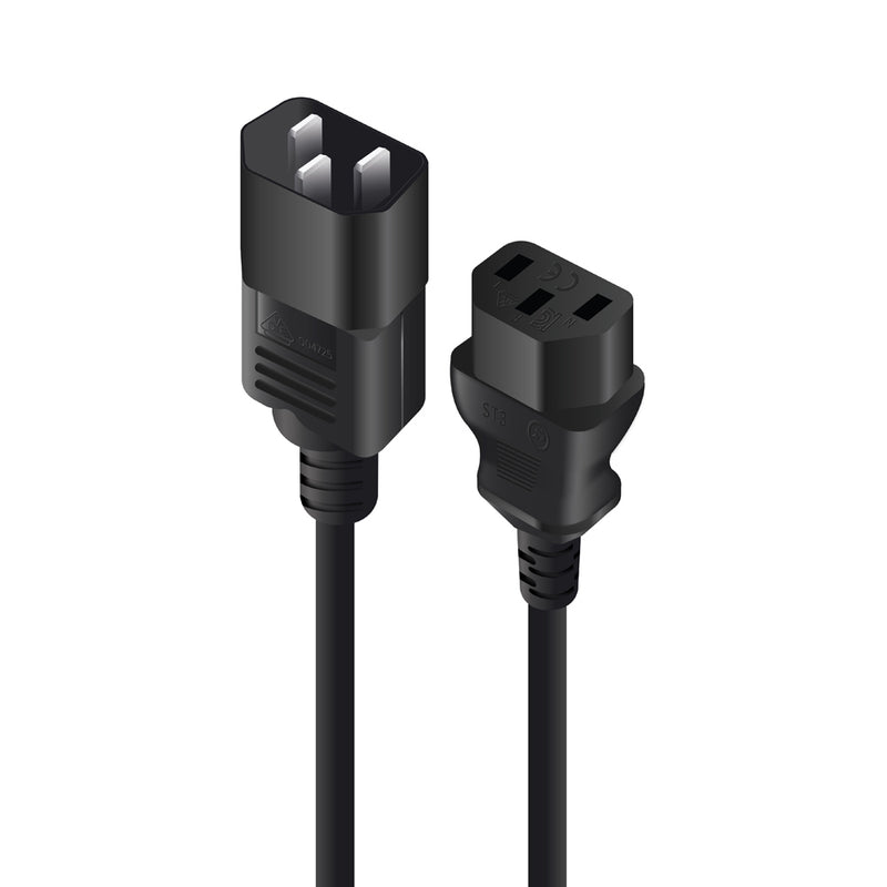 ALOGIC 0.5m IEC C13 to IEC C14 Computer Power Extension Cord - Male to Female