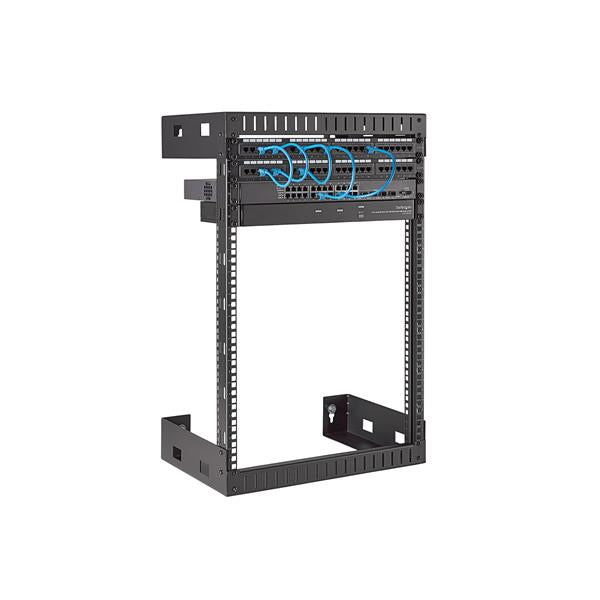 StarTech 15U 19" Wall Mount Network Rack - 12" Deep 2 Post Open Frame Server Room Rack for Data/AV/IT/Computer Equipment/Patch Panel with Cage Nuts & Screws 200lb Capacity, Black