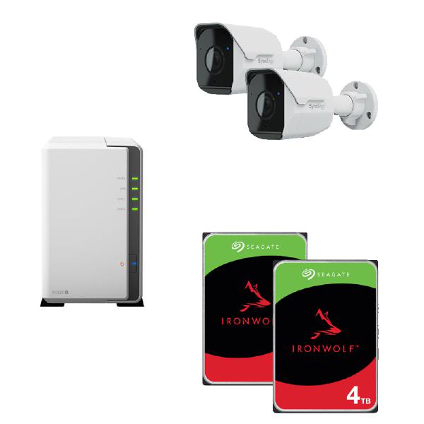 SYNOLOGY BC500 Camera Bundle 2 includes Synology DS220j x 1 plus Seagate IronWolf ST4000vn006 x 2 plus Synology BC500 x 2