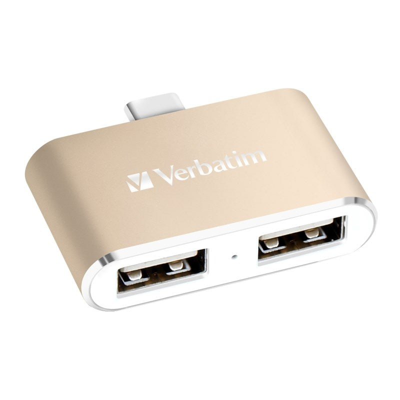 VERBATIM 65290 USB-C 3.1 Dual Port USB Hub - Gold