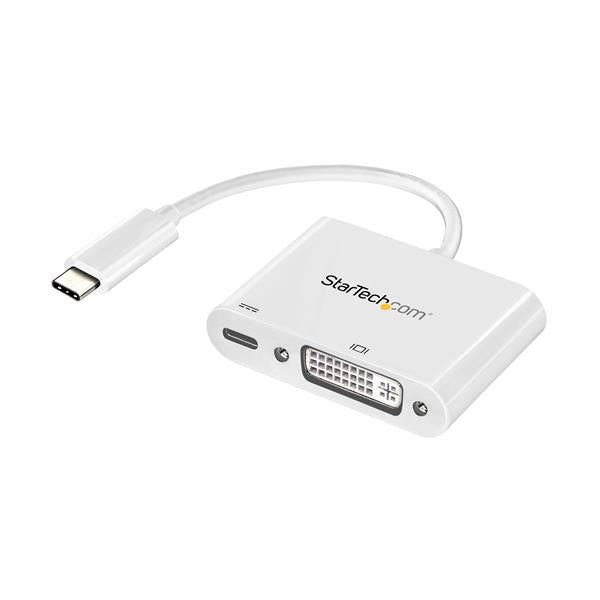 StarTech USB C to DVI Adapter with Power Delivery - 1080p USB Type-C to DVI-D Single Link Video Display Converter w/ Charging - 60W PD Pass-Through - Thunderbolt 3 Suitable - White