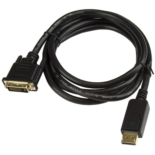 StarTech 6ft (1.8m) DisplayPort to DVI Cable - 1080p Video - DisplayPort to DVI Adapter Cable - DP to DVI-D Converter Single Link - DP to DVI Monitor Cable - Latching DP Connector
