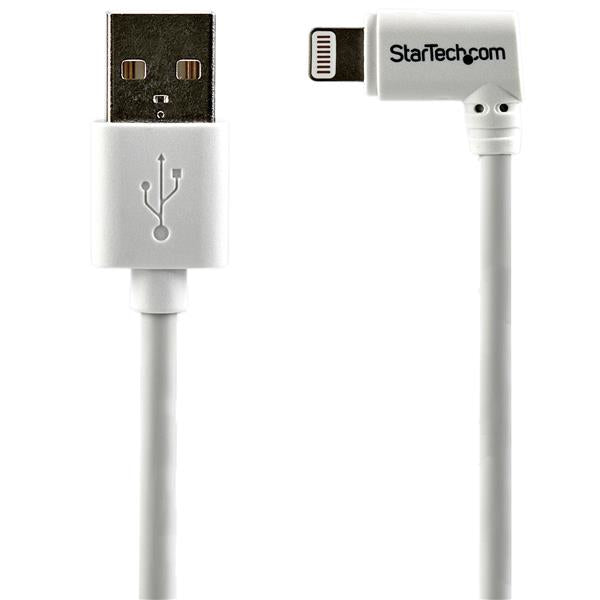 StarTech 2 m (6 ft.) USB to Lightning Cable - Right Angle iPhone / iPad / iPod Charger Cable - 90 Degree Lightning to USB Cable - Apple MFi Certified - White