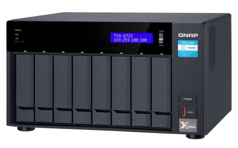 QNAP TVS-872X-I3-8G NAS/storage server Tower Ethernet LAN Black i3-8100T