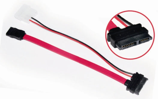 Astrotek Slim SATA 6p+7p/4p+7p (0.5m + 0.1m) SATA cable Red