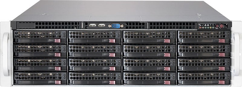 Supermicro 3RU Rackmount Server Chassis, 16 x 3.5' Hotswap HDD, SAS3 Backplane with Expander, 1000W Redundant