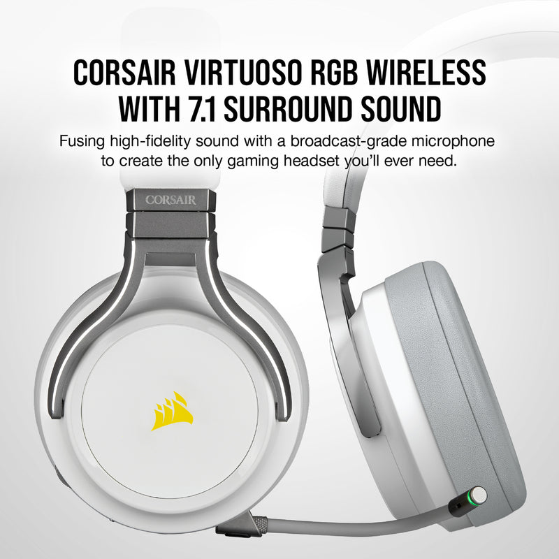 Corsair Virtuoso RGB Wireless Headset Wired & Wireless Head-band Gaming Micro-USB White