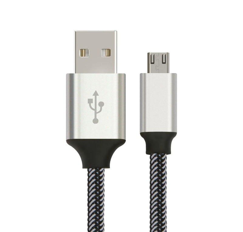 Astrotek 3m Micro USB Data Sync Charger Cable Cord Silver White Color for Samsung HTC Motorola Nokia Kndle An