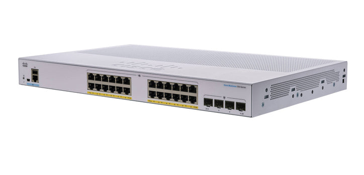 Cisco Business 350, 24-Port Gigabit Managed Switch with 24 PoE RJ45 and 4 SFP Ports, 195W