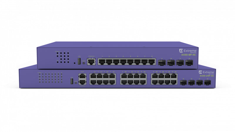 Extreme networks ExtremeSwitching X435 Managed Gigabit Ethernet (10/100/1000) Power over Ethernet (PoE) 1U Violet