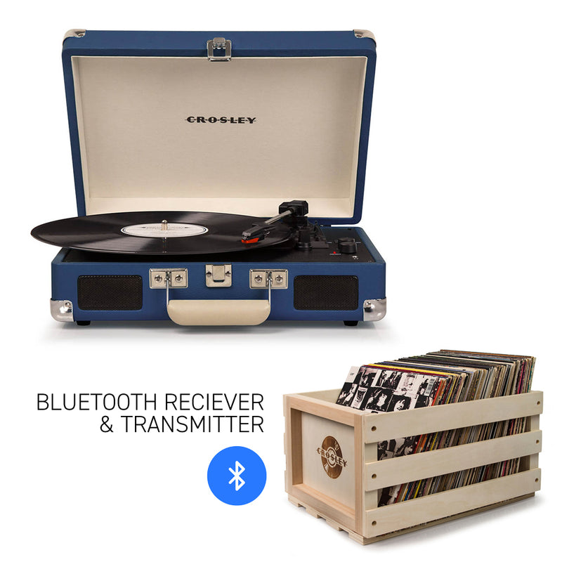 Crosley Cruiser Blue - Bluetooth Turntable & Record Storage Crate