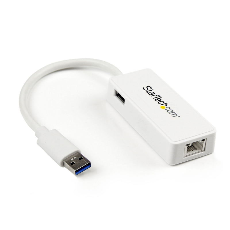 StarTech USB 3.0 to Gigabit Ethernet Adapter NIC w/ USB Port - White